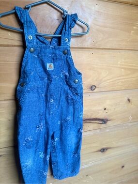Carhartt Blue Floral Denim Toddler Overalls
